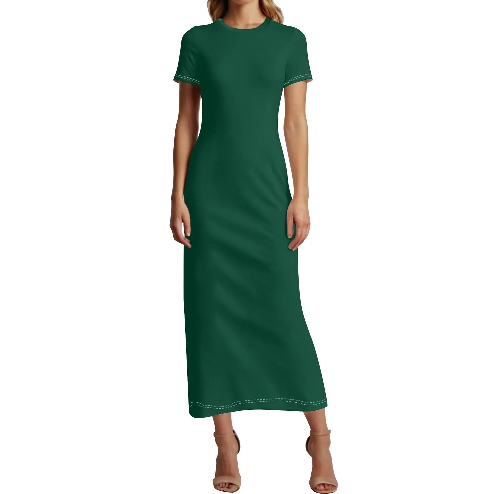 british-racing-green-short-sleeve-long-dress-long-dress-jlr-design-61896 - JLR Design