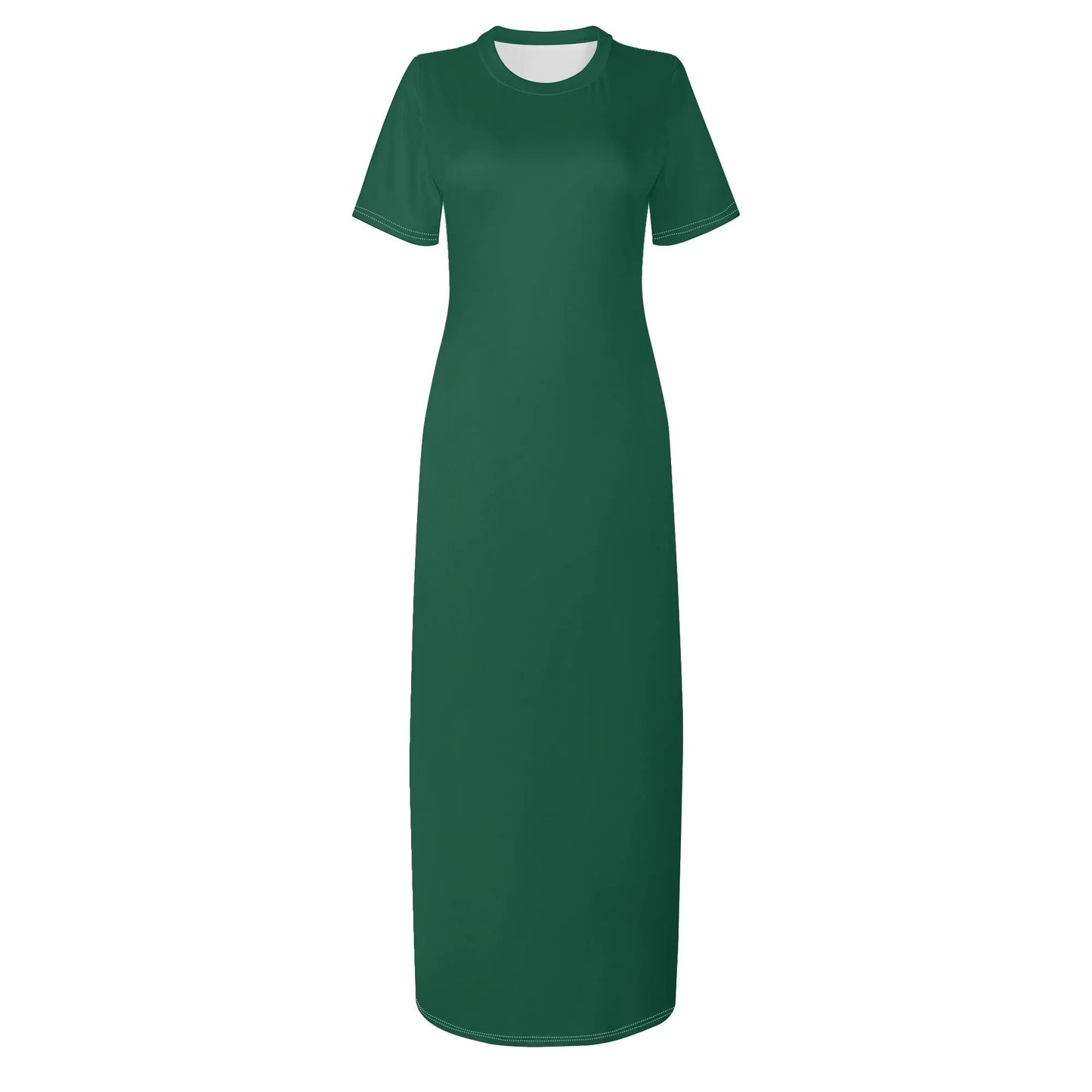 british-racing-green-short-sleeve-long-dress-long-dress-jlr-design-96633 - JLR Design