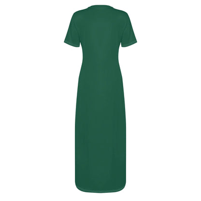 british-racing-green-short-sleeve-long-dress-long-dress-jlr-design-85473 - JLR Design