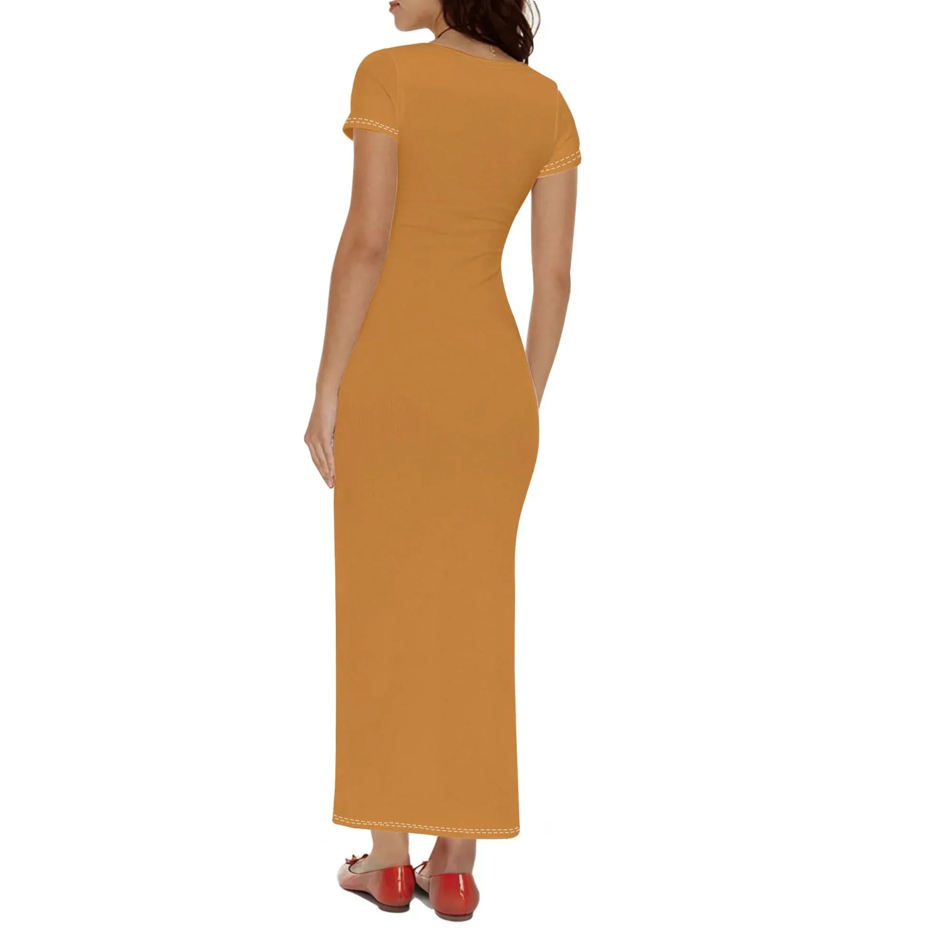 bronze-short-sleeve-long-dress-long-dress-jlr-design-13558 - JLR Design