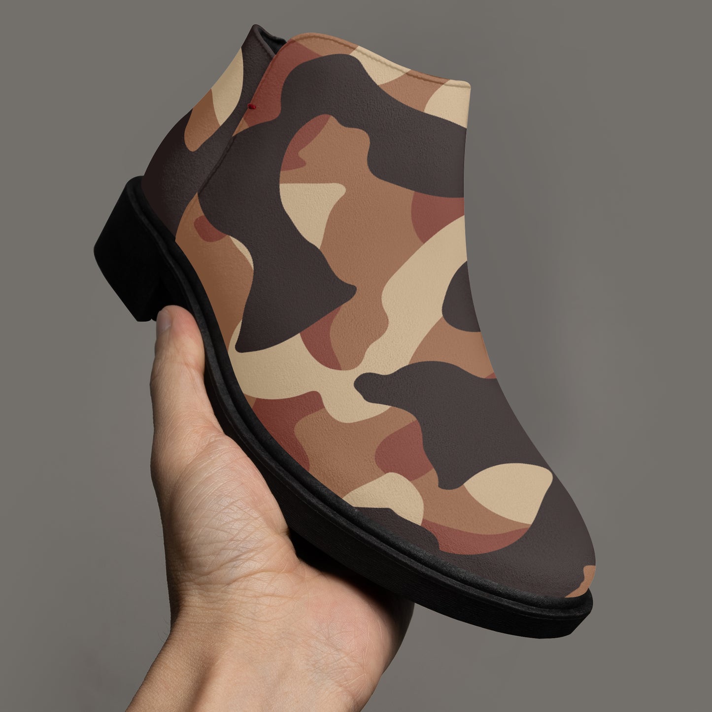 Brown Camouflage elegante Reißverschluss-Stiefeletten Stiefeletten JLR Design