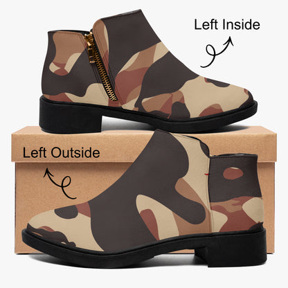 Brown Camouflage elegante Reißverschluss-Stiefeletten Stiefeletten JLR Design