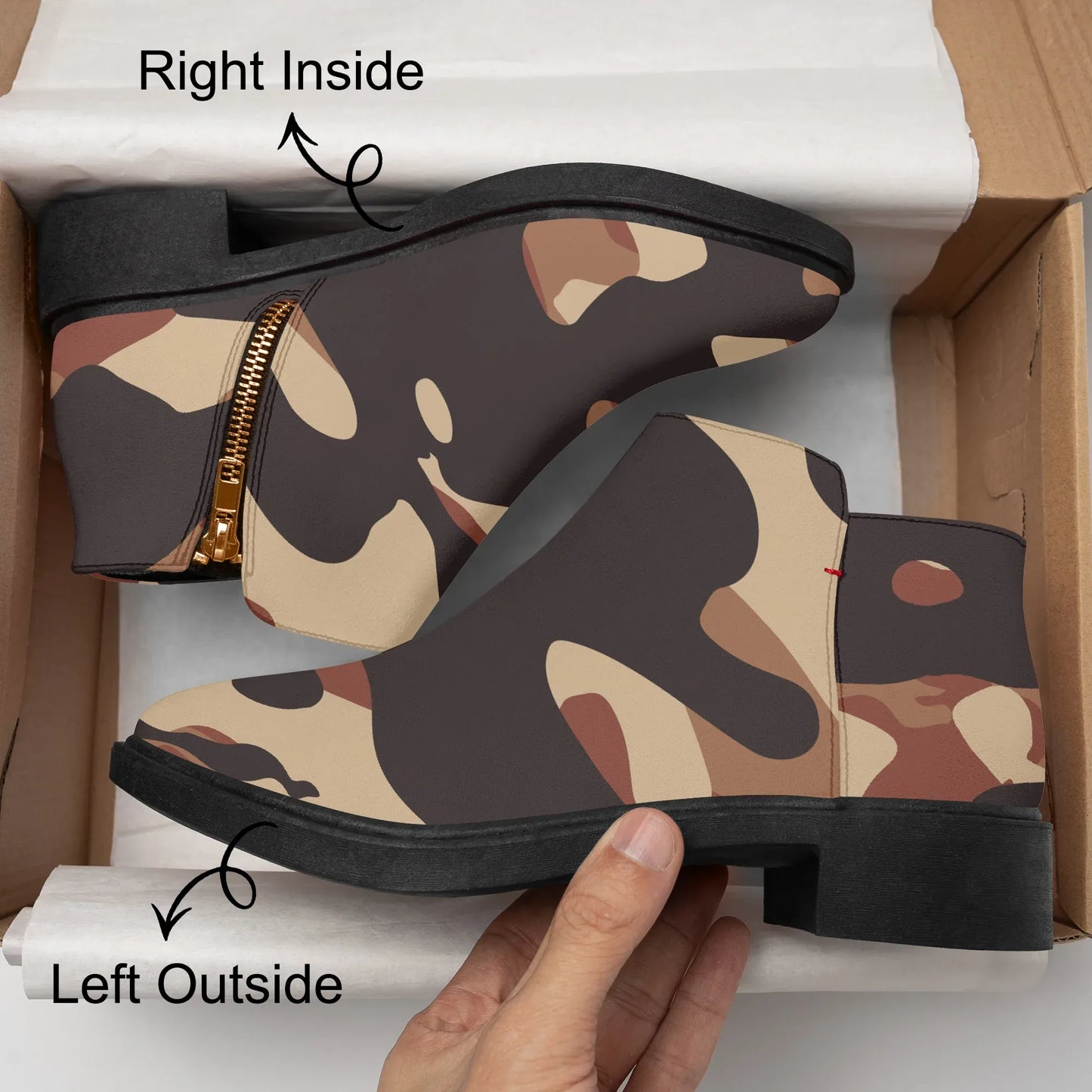 brown-camouflage-elegante-reissverschluss-stiefeletten-stiefeletten-jlr-design-4-30655 - JLR Design