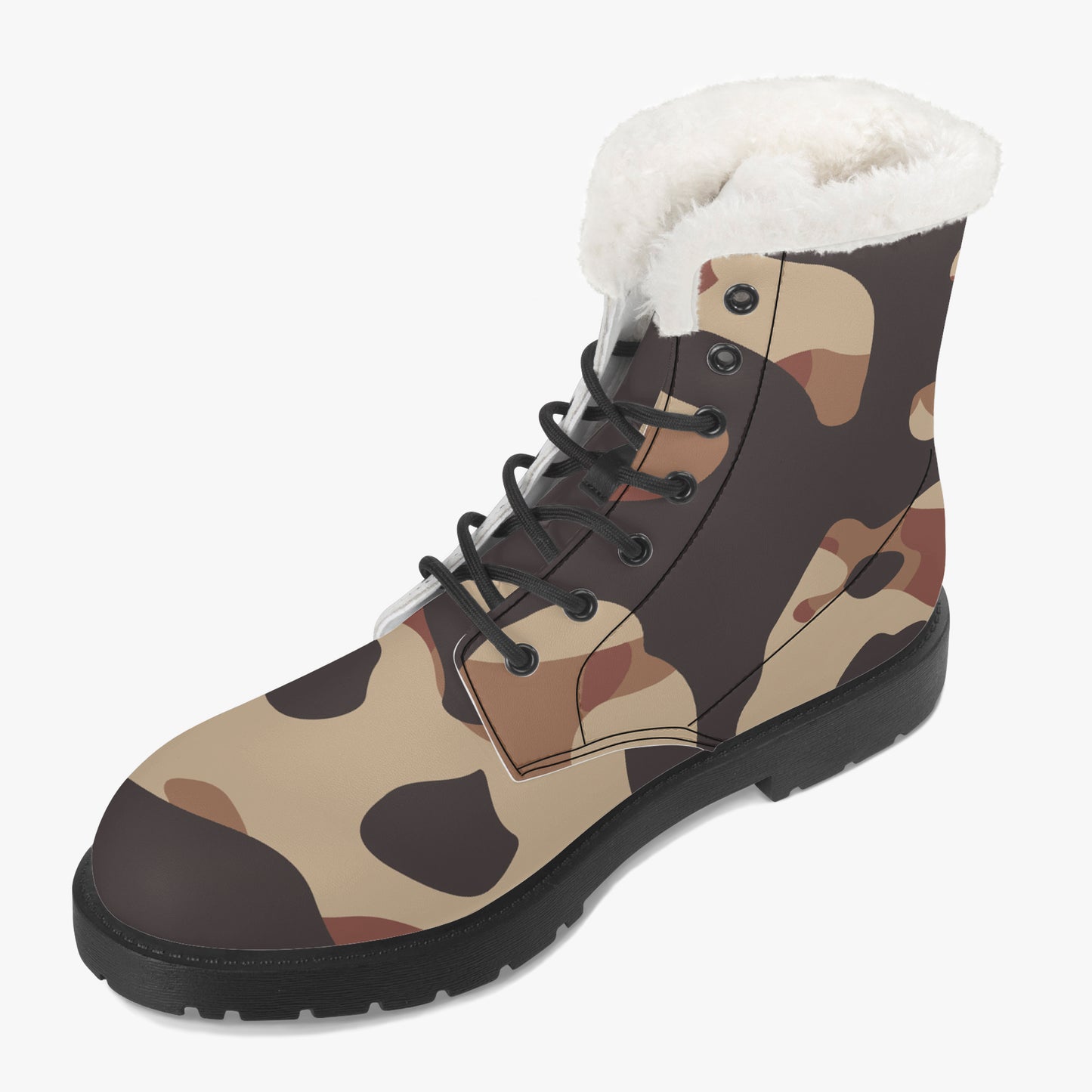 Brown Camouflage Faux Fur Leder Boots Boots JLR Design