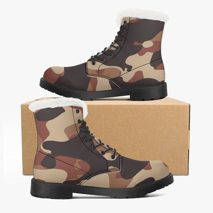 Brown Camouflage Faux Fur Leder Boots Boots JLR Design