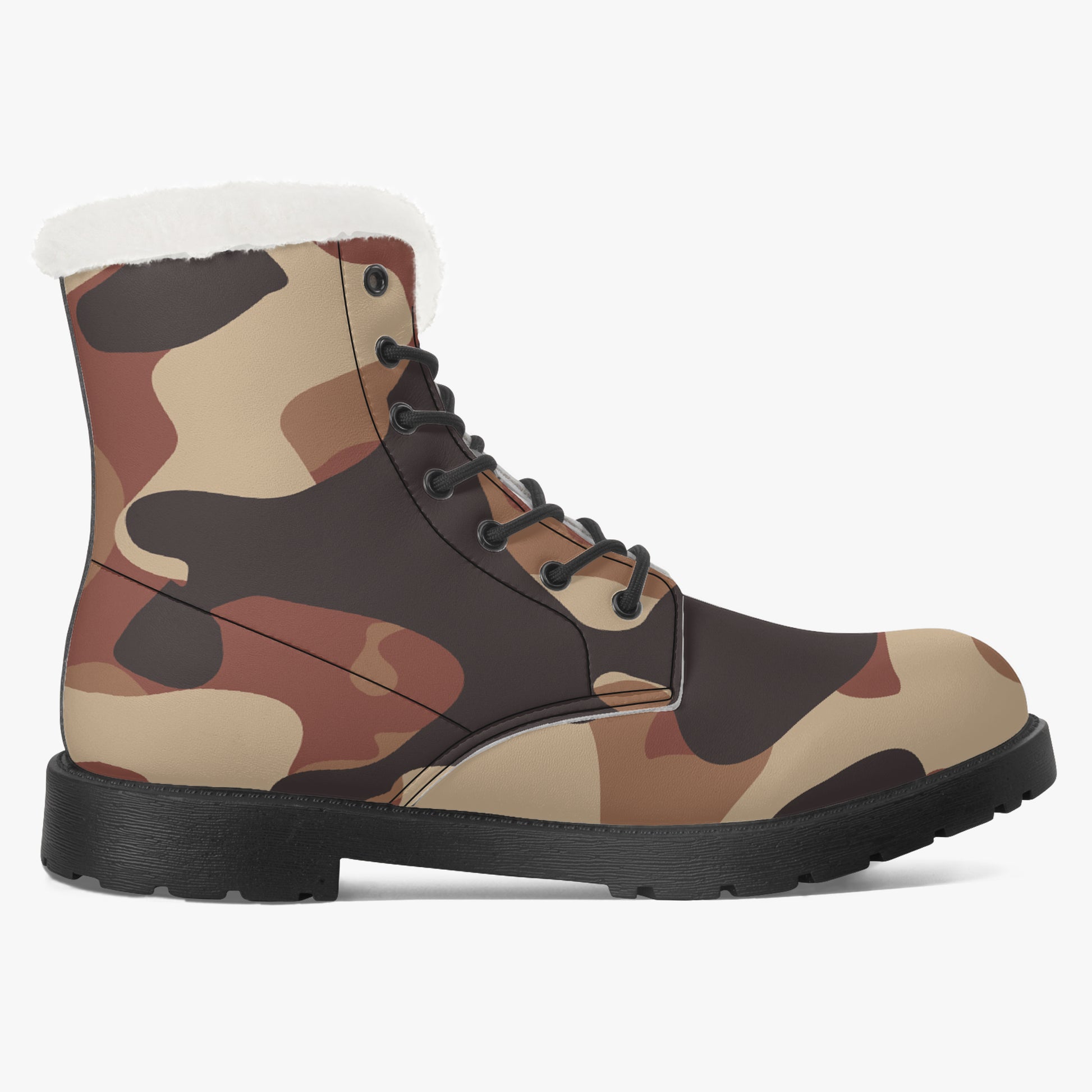 Brown Camouflage Faux Fur Leder Boots Boots JLR Design