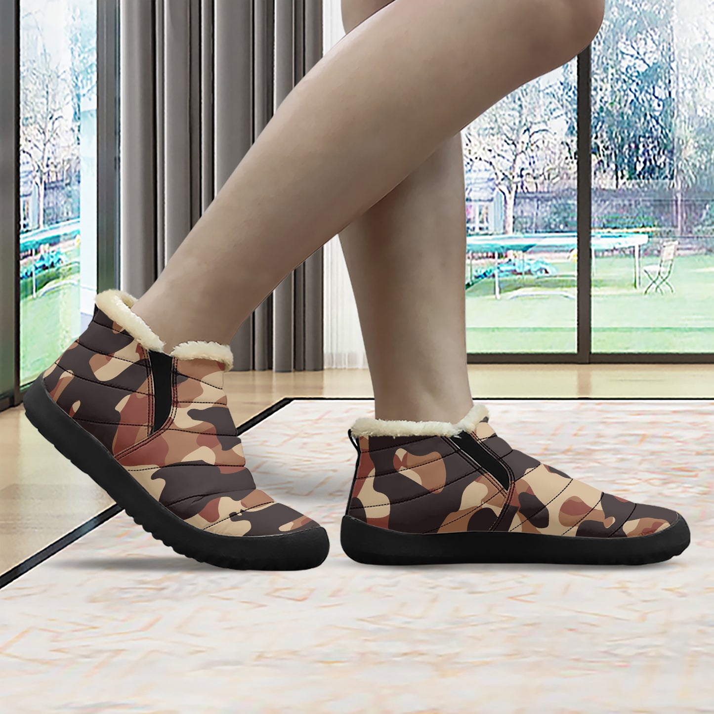 Brown Camouflage Faux Fur Slipper Slipper JLR Design