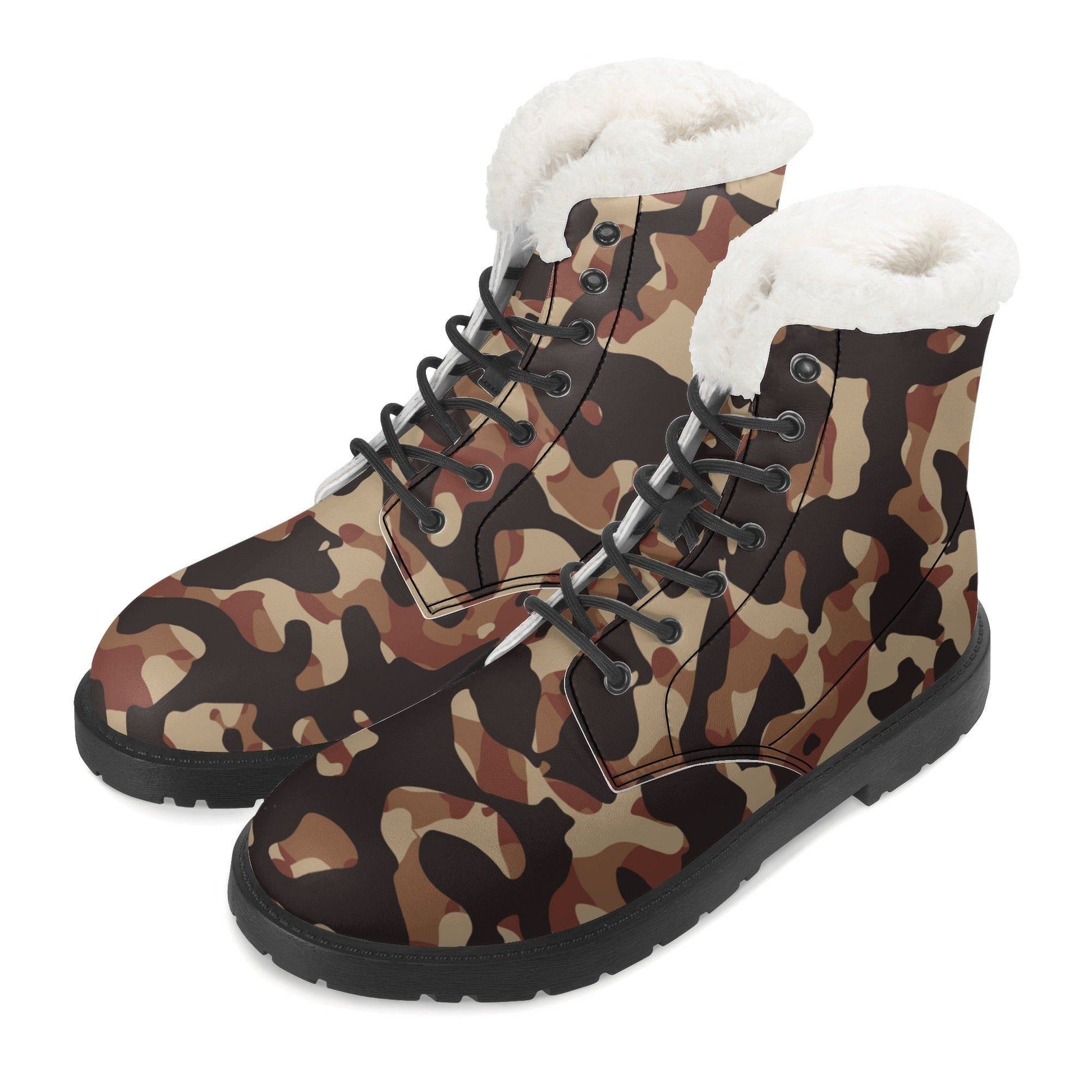 Brown Camouflage Faux Fur Stiefel für Damen Lederstiefel 92.99 Brown, Camouflage, Damen, Faux, Fur, Lederstiefel JLR Design