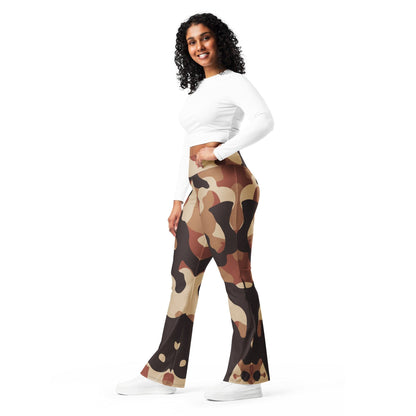 Brown Camouflage High Waist Flare Leggings Flare Leggings 69.99 Brown, Camouflage, Flare, High, Leggings, Waist JLR Design