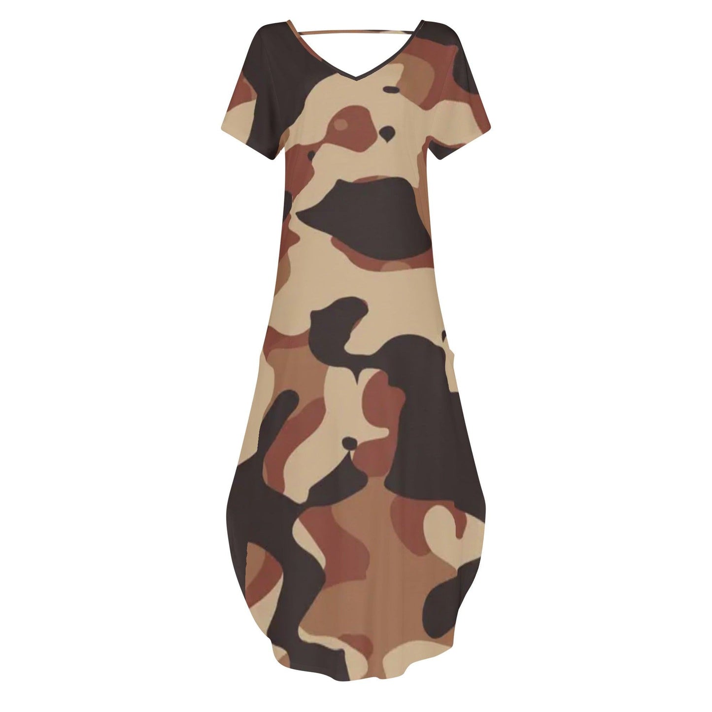 Brown Camouflage kurzärmliges drapiertes Kleid drapiertes Kleid 63.99 Brown, Camouflage, drapiert, kleid, kurzärmlig JLR Design