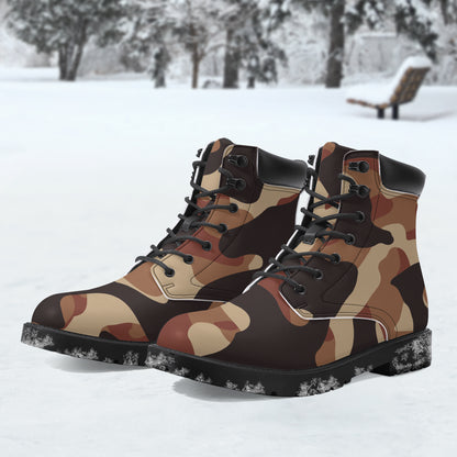Brown Camouflage Leder Boots | Stylische und Warme Winterstiefel Boots JLR Design