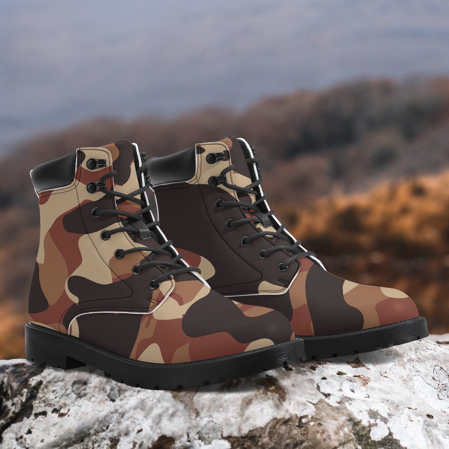 Brown Camouflage Leder Boots | Stylische und Warme Winterstiefel Boots JLR Design