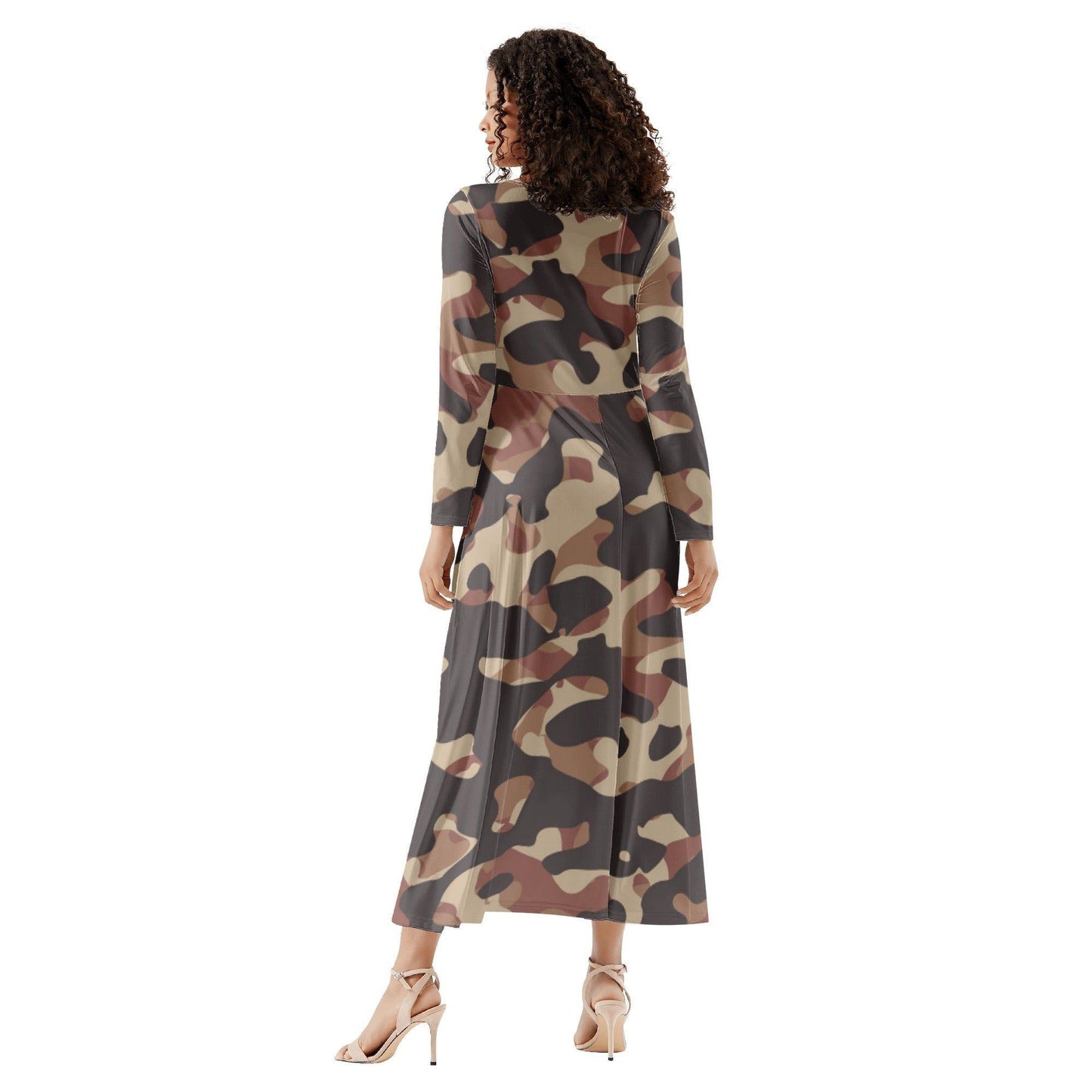 Brown Camouflage Long Sleeve Dress Long Sleeve Dress 69.99 Brown, Camouflage, Dress, Long, Sleeve JLR Design