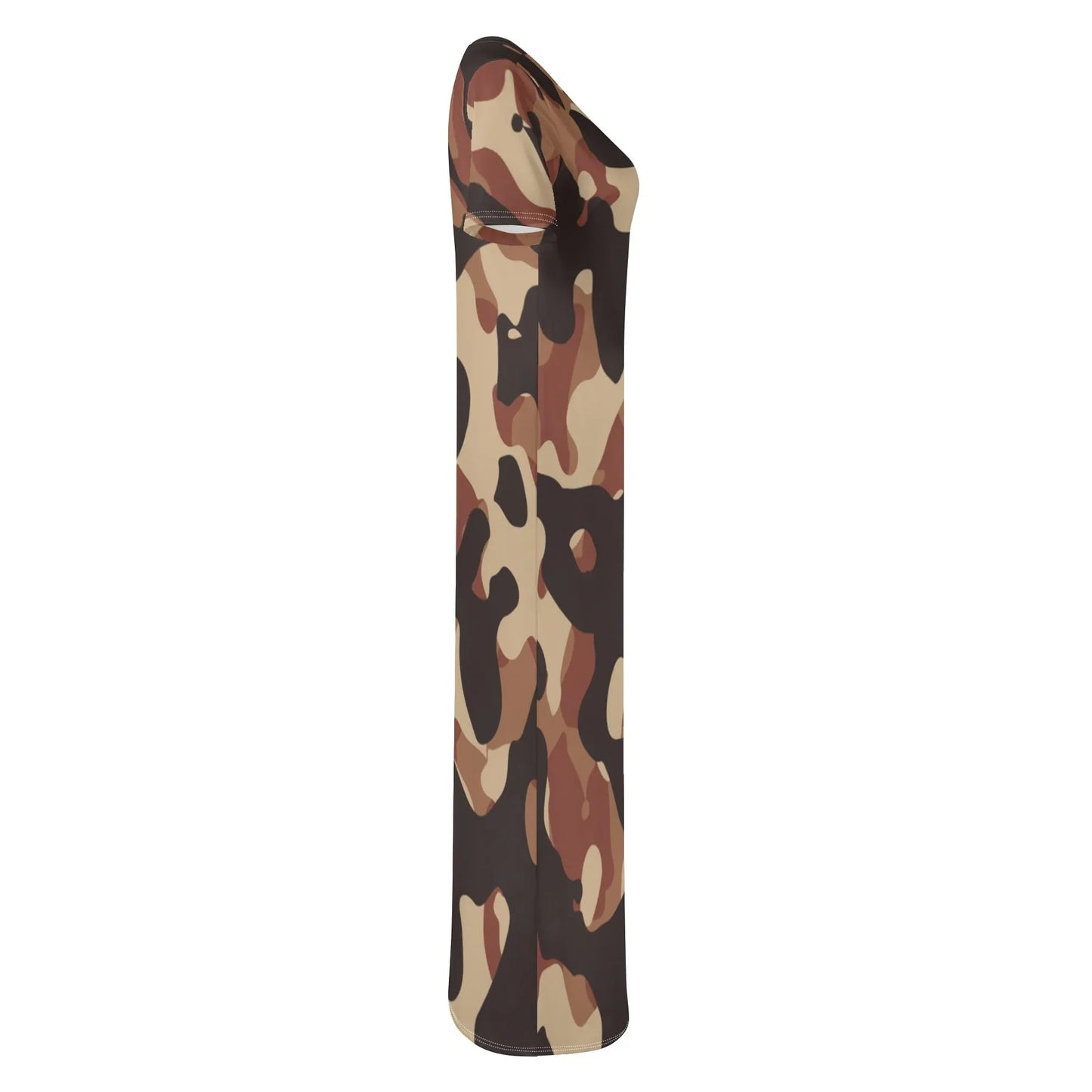 brown-camouflage-short-sleeve-long-dress-long-dress-jlr-design-21617 - JLR Design