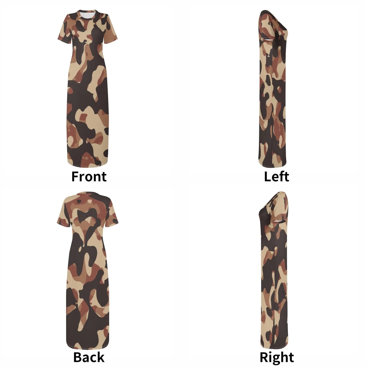 brown-camouflage-short-sleeve-long-dress-long-dress-jlr-design-59341 - JLR Design