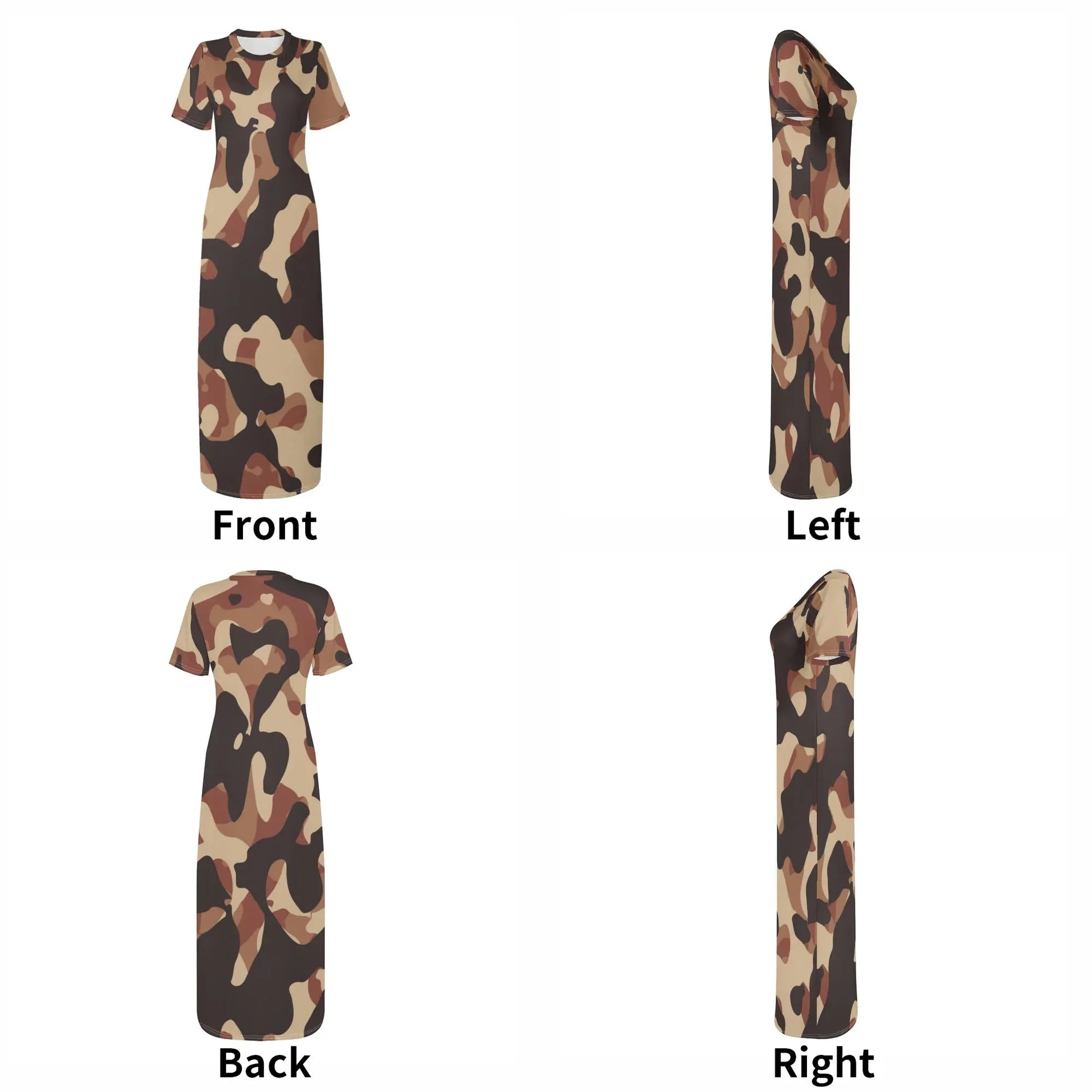 brown-camouflage-short-sleeve-long-dress-long-dress-jlr-design-59341 - JLR Design