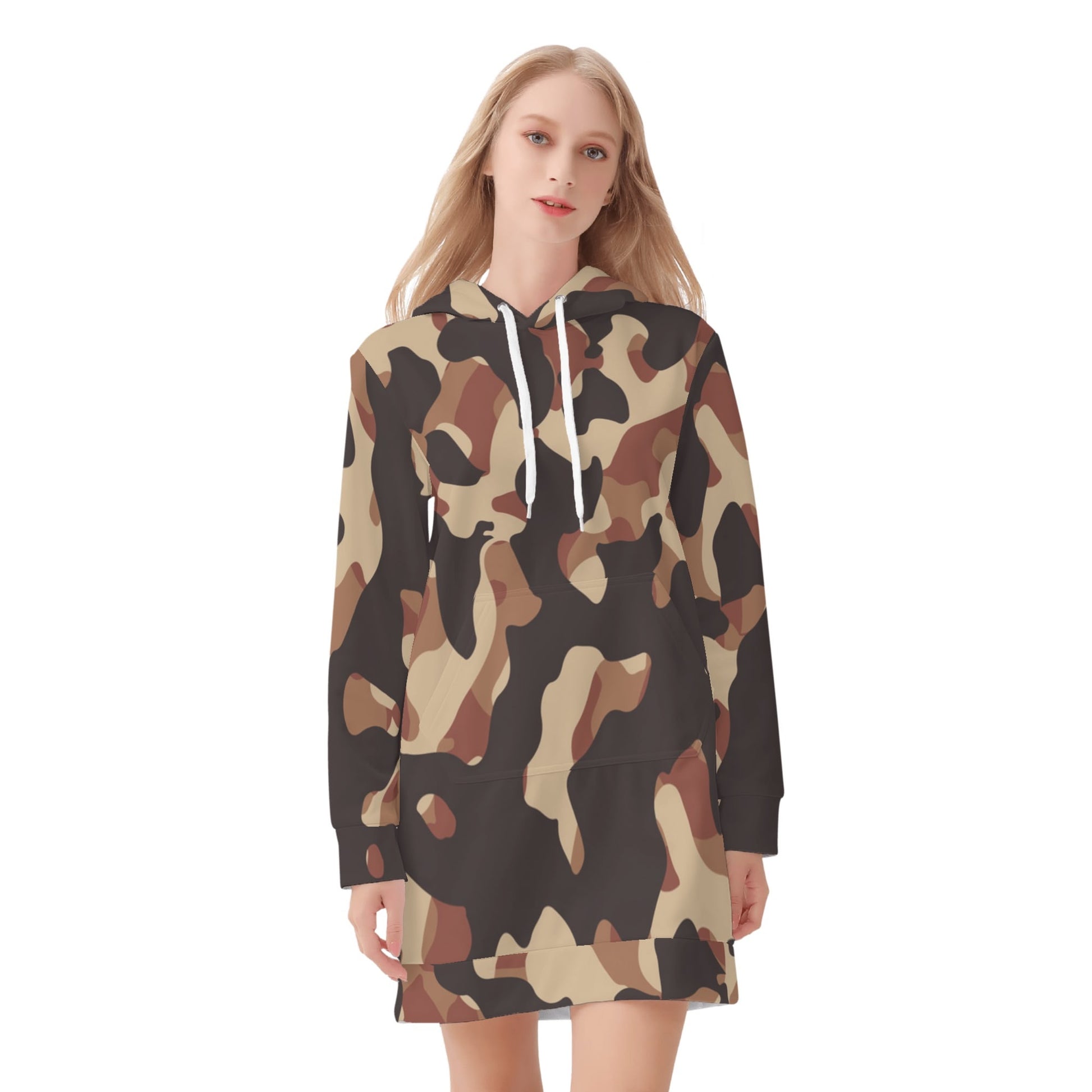 Brown Camouflage Velvet Hoodie Dress Hoodiekleid JLR Design