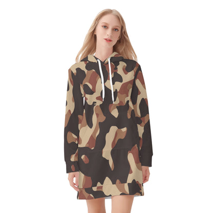 Brown Camouflage Velvet Hoodie Dress Hoodiekleid JLR Design