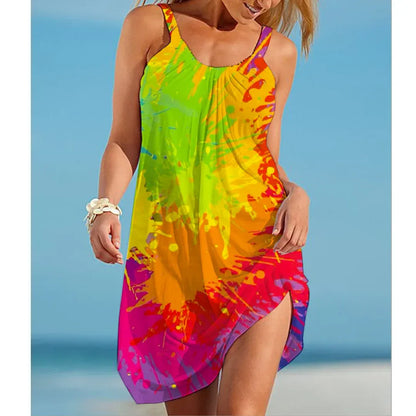 buntes-rainbow-midi-sommerkleid-kleid-jlr-design-97619 - JLR Design