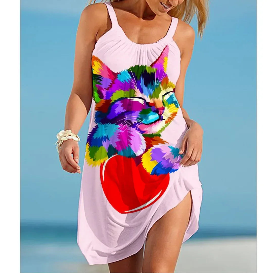 buntes-rainbow-midi-sommerkleid-kleid-jlr-design-85734 - JLR Design