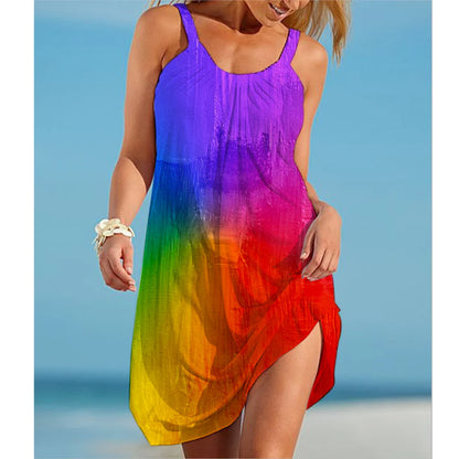 Buntes Rainbow Midi Sommerkleid Kleid JLR Design