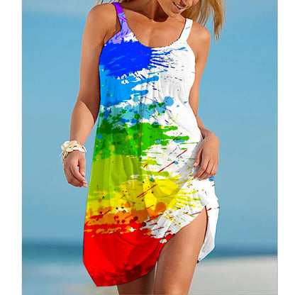 Buntes Rainbow Midi Sommerkleid Kleid JLR Design