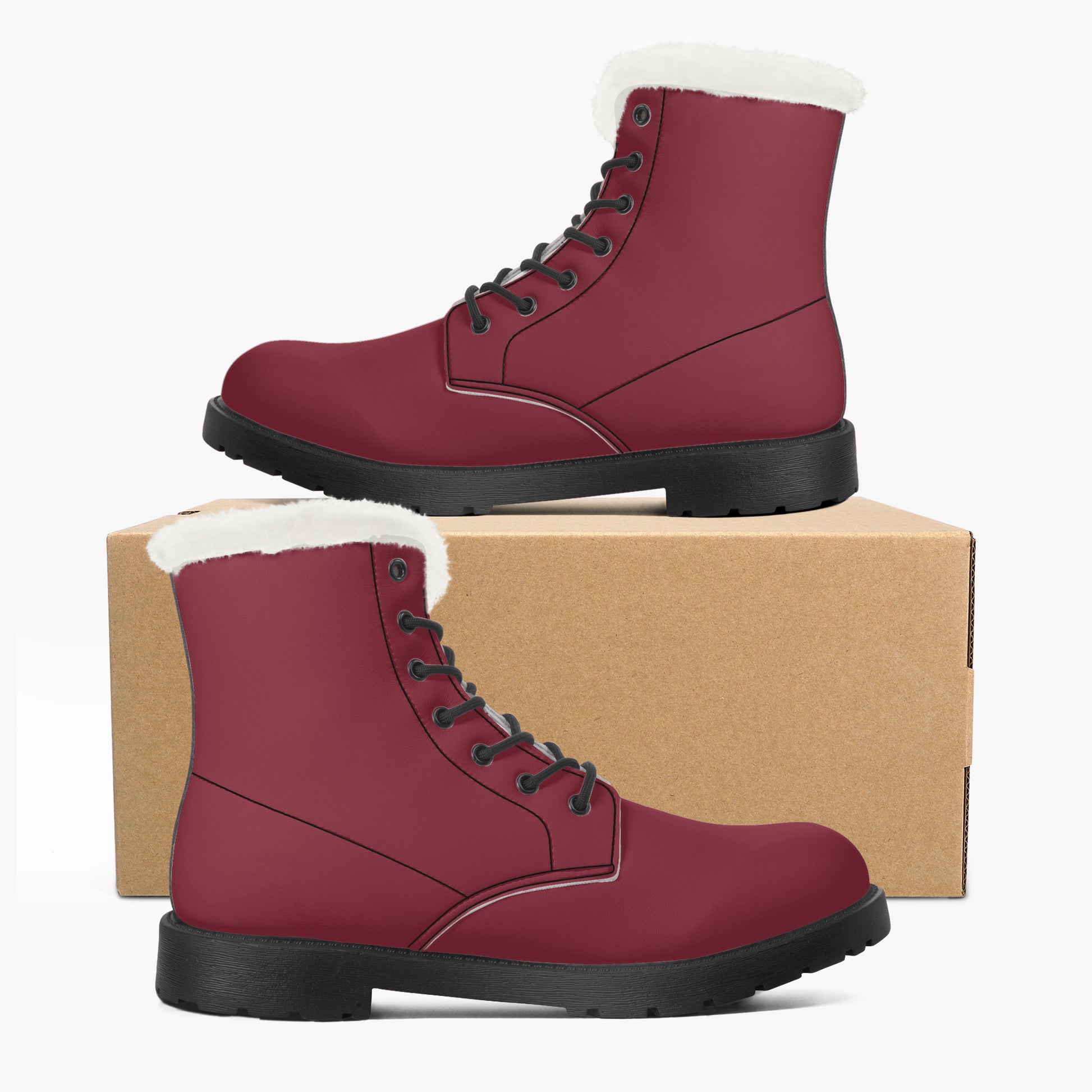 Burgund Faux Fur Leder Boots Boots JLR Design