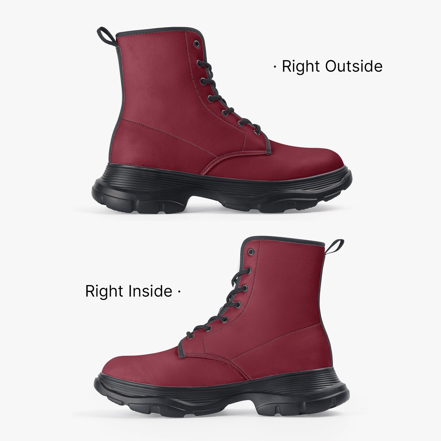 Burgund Leather Chunky Boots Boots JLR Design