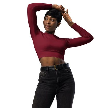 Burgund Long Sleeve Damen Crop Top Long Sleeve Crop Top JLR Design