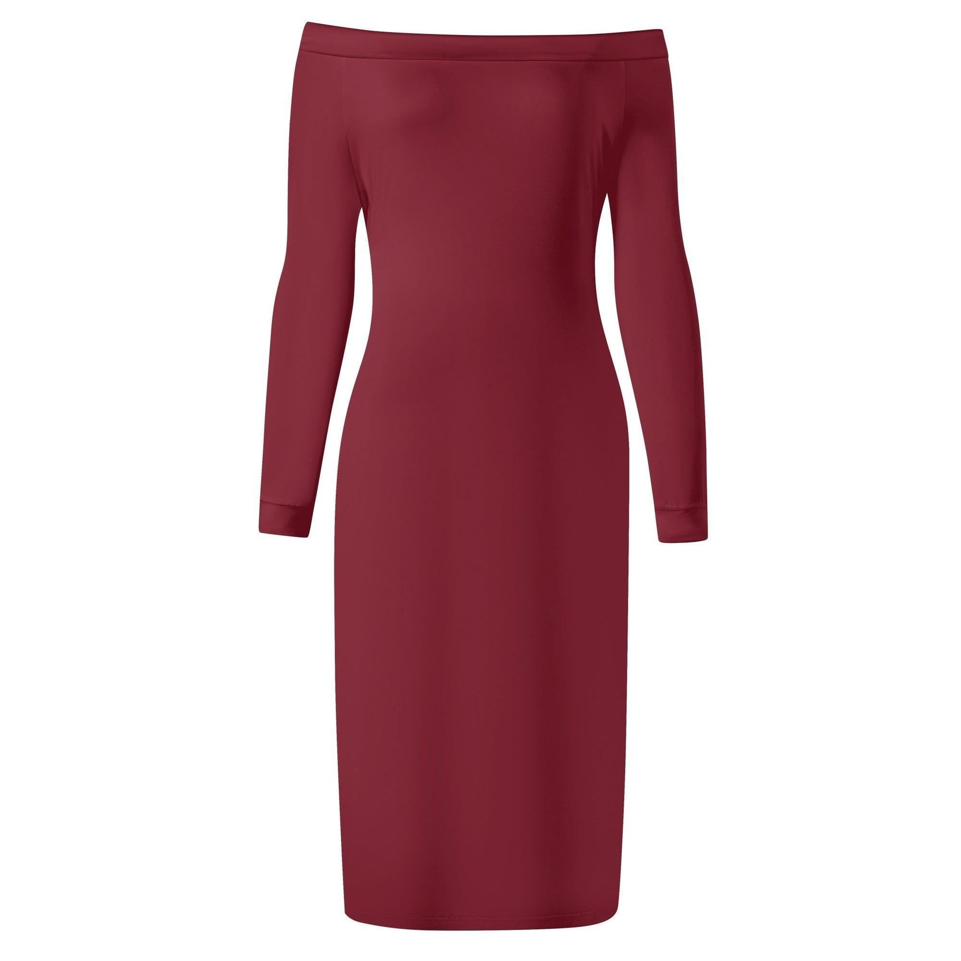 Burgund Long Sleeve Off-Shoulder-Kleid -- Burgund Long Sleeve Off-Shoulder-Kleid - undefined Off-Shoulder-Kleid | JLR Design