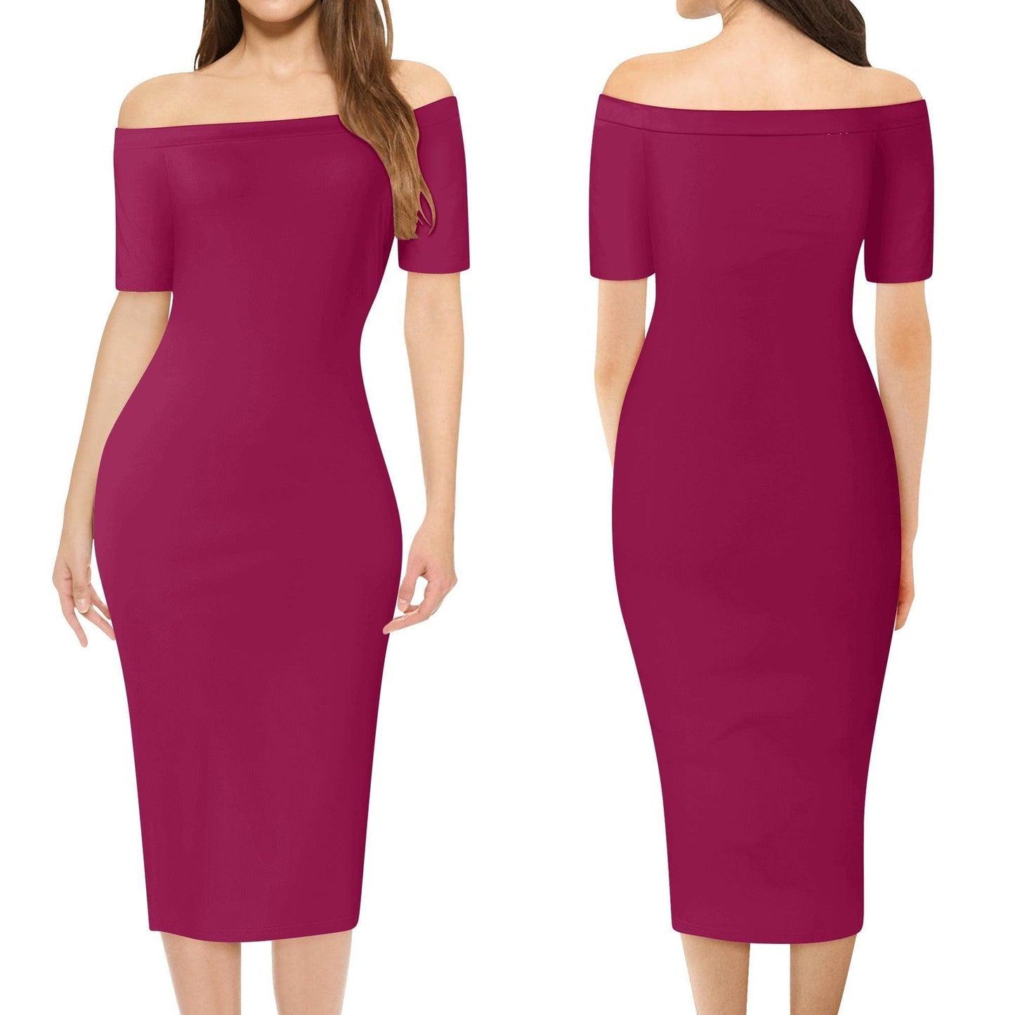 Burgund Off-Shoulder-Kleid -- Burgund Off-Shoulder-Kleid - undefined Off-Shoulder-Kleid | JLR Design