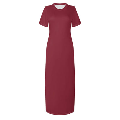 burgund-short-sleeve-long-dress-long-dress-jlr-design-62889 - JLR Design