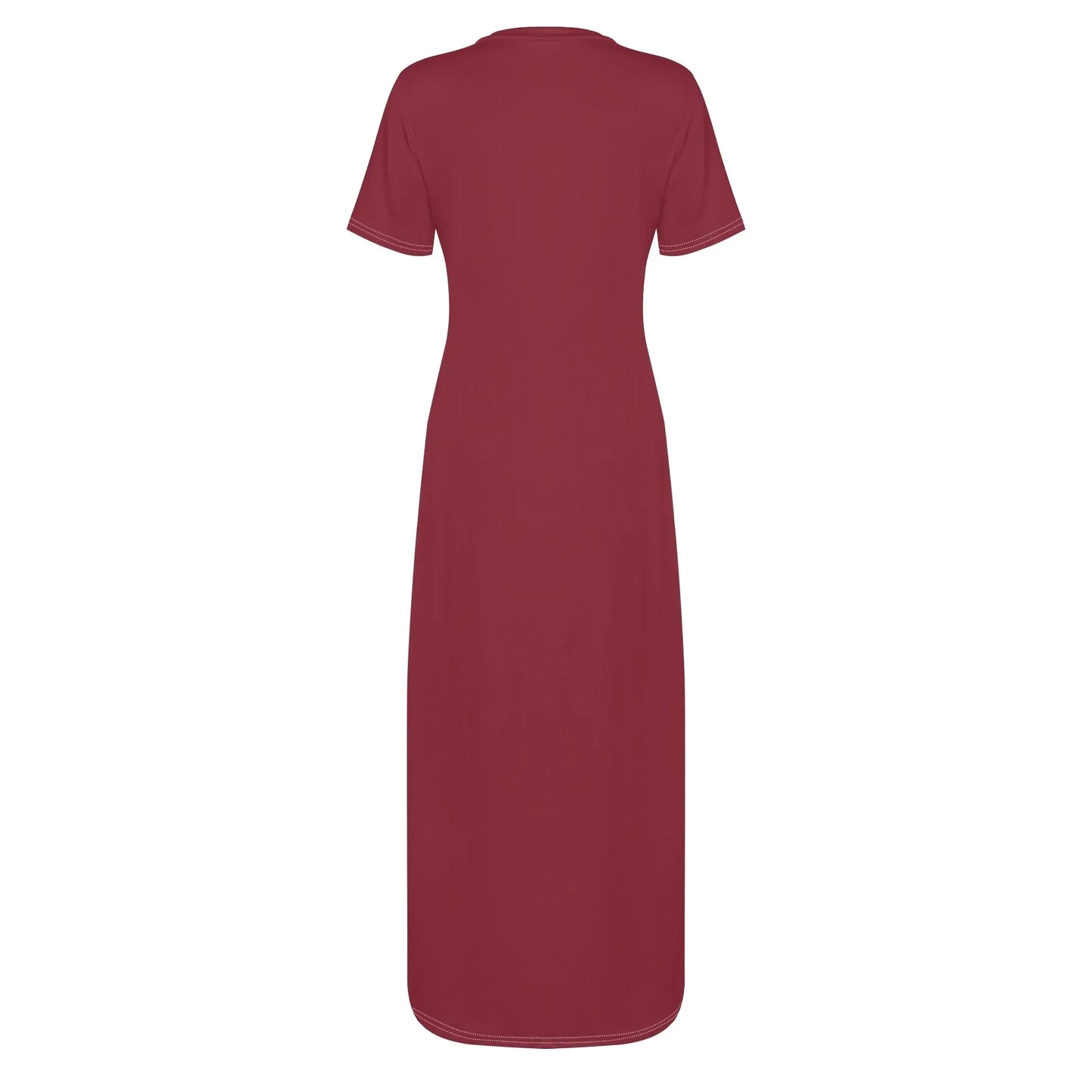 burgund-short-sleeve-long-dress-long-dress-jlr-design-33813 - JLR Design