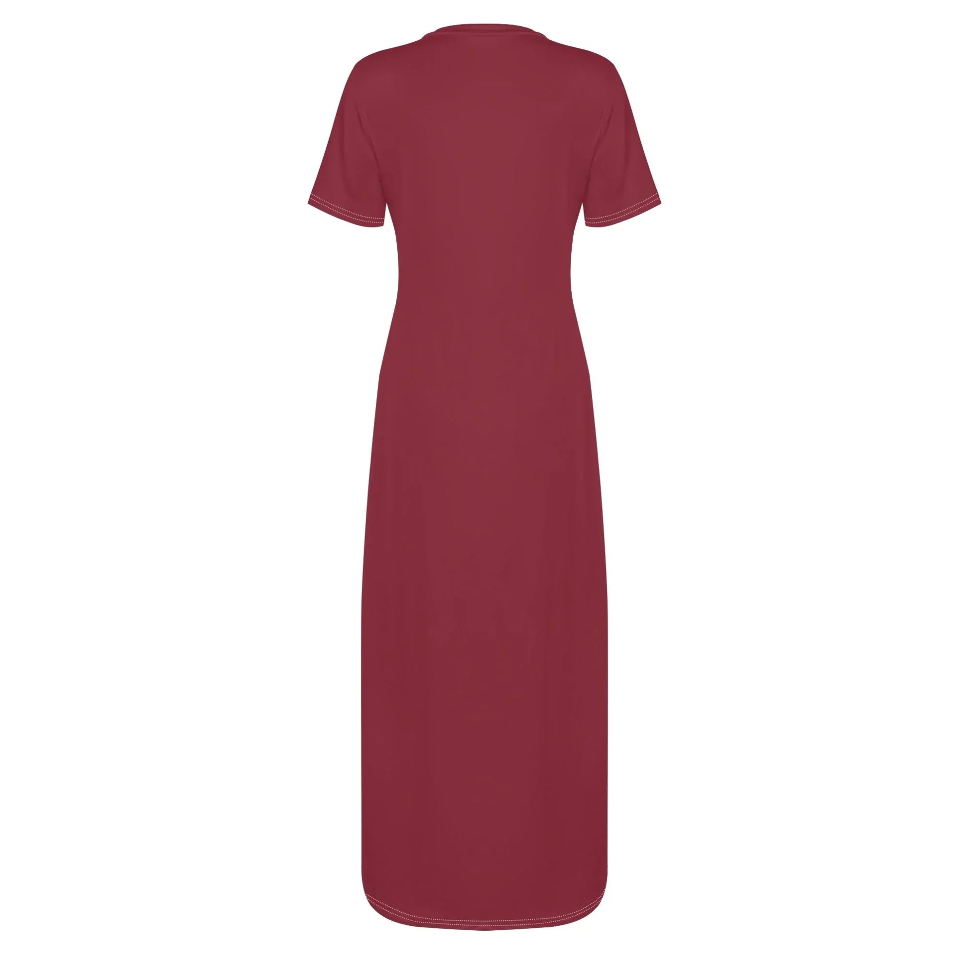 burgund-short-sleeve-long-dress-long-dress-jlr-design-33813 - JLR Design