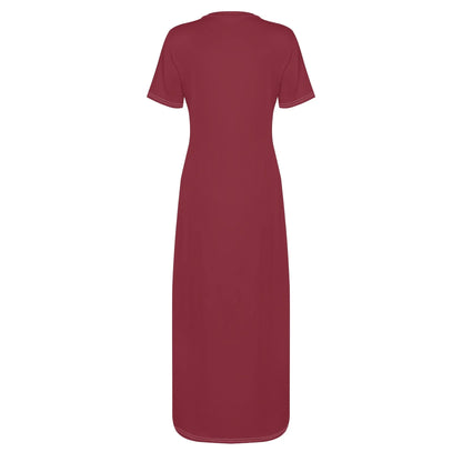 burgund-short-sleeve-long-dress-long-dress-jlr-design-33813 - JLR Design