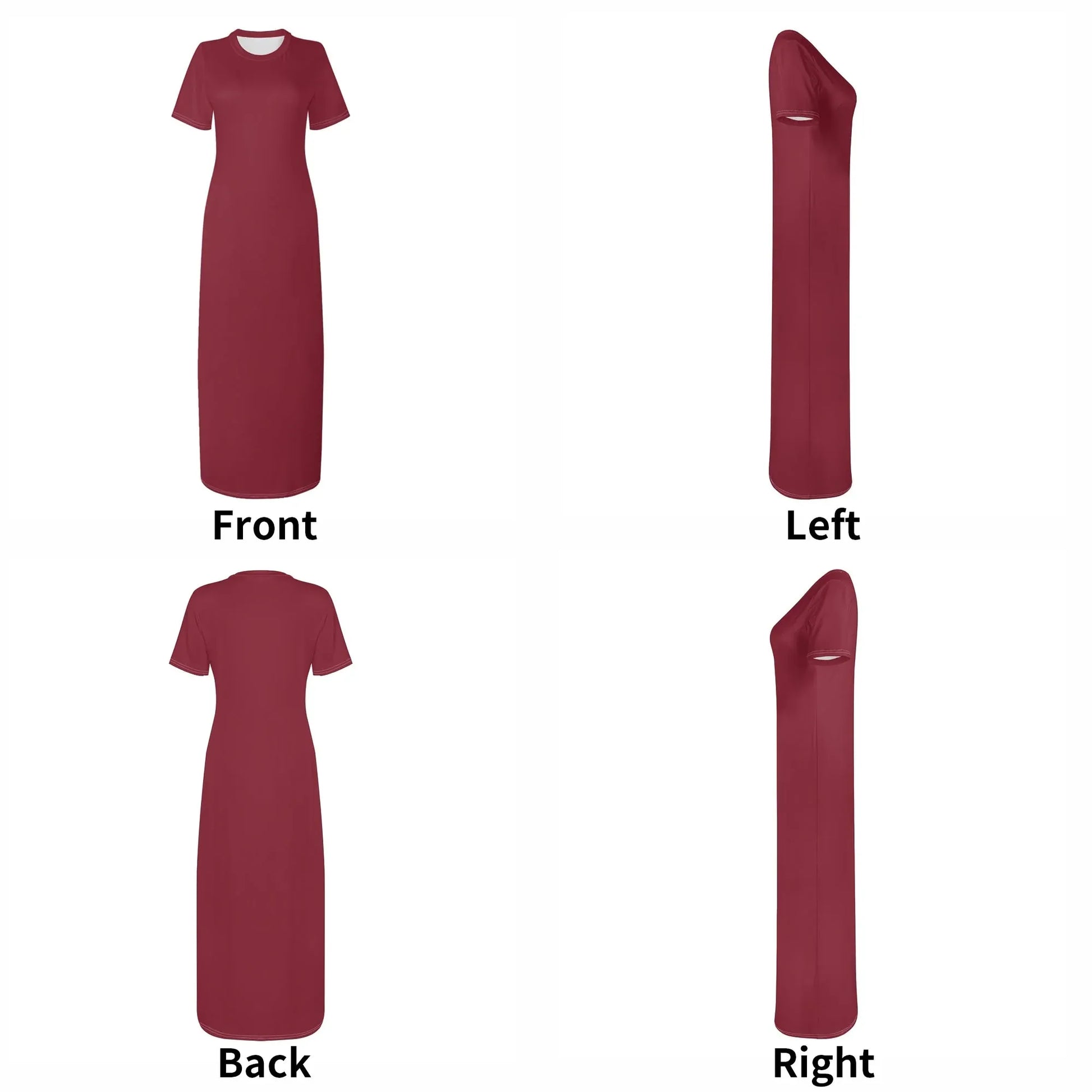 burgund-short-sleeve-long-dress-long-dress-jlr-design-51242 - JLR Design