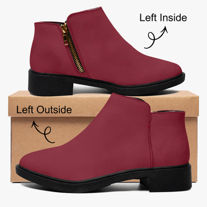 Burgunde elegante Reißverschluss-Stiefeletten Stiefeletten JLR Design