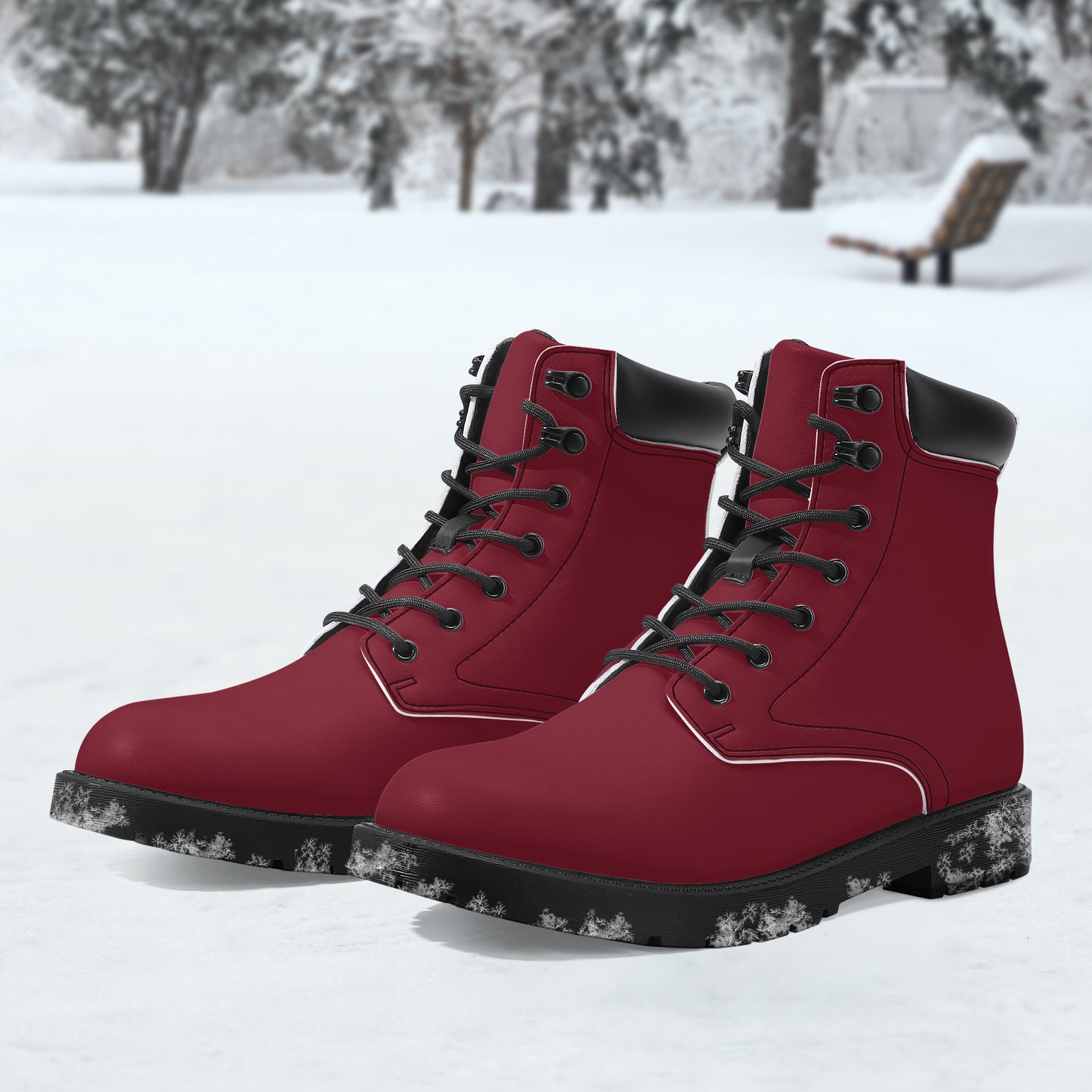Burgunde Leder Boots | Stylische und Warme Winterstiefel Boots JLR Design