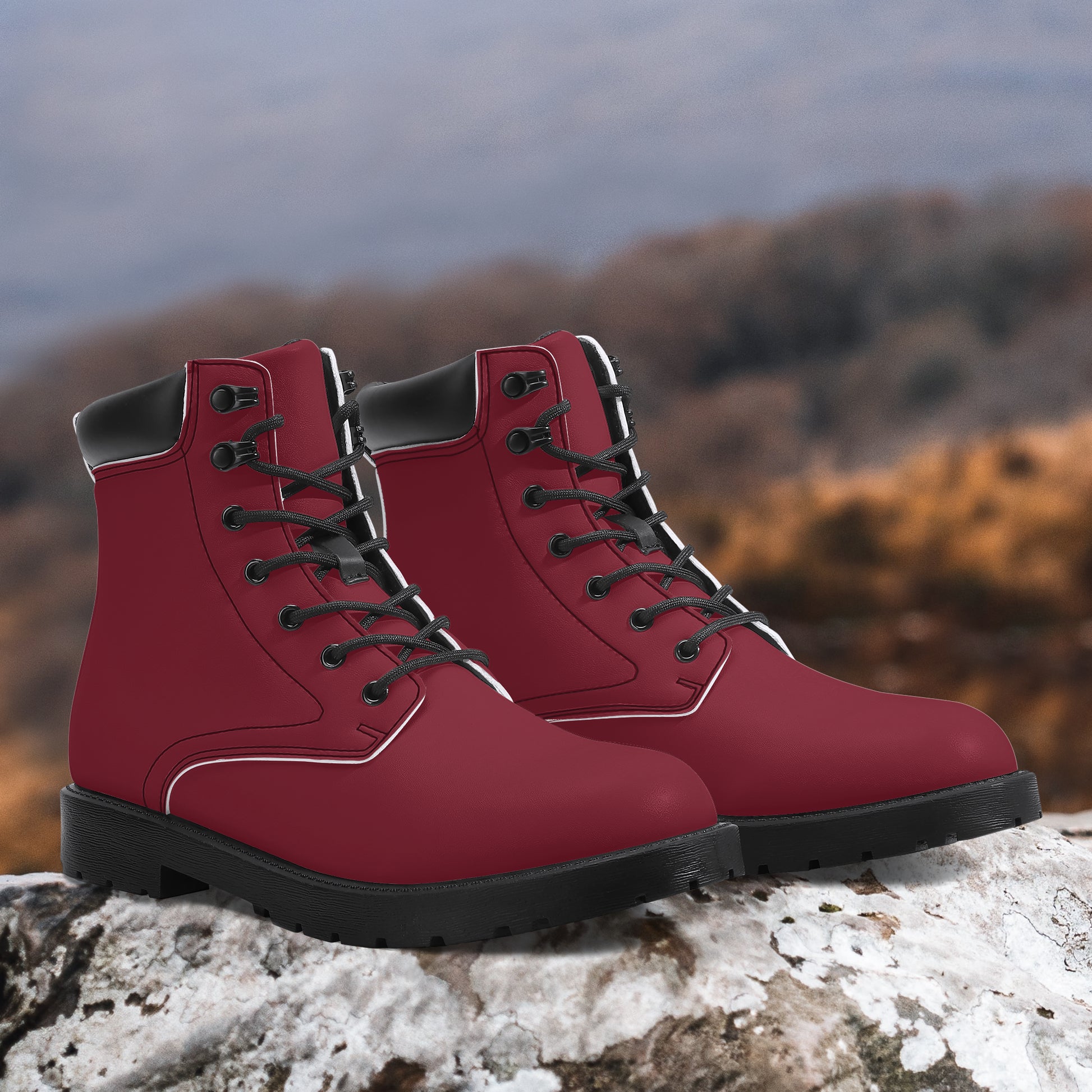Burgunde Leder Boots | Stylische und Warme Winterstiefel Boots JLR Design
