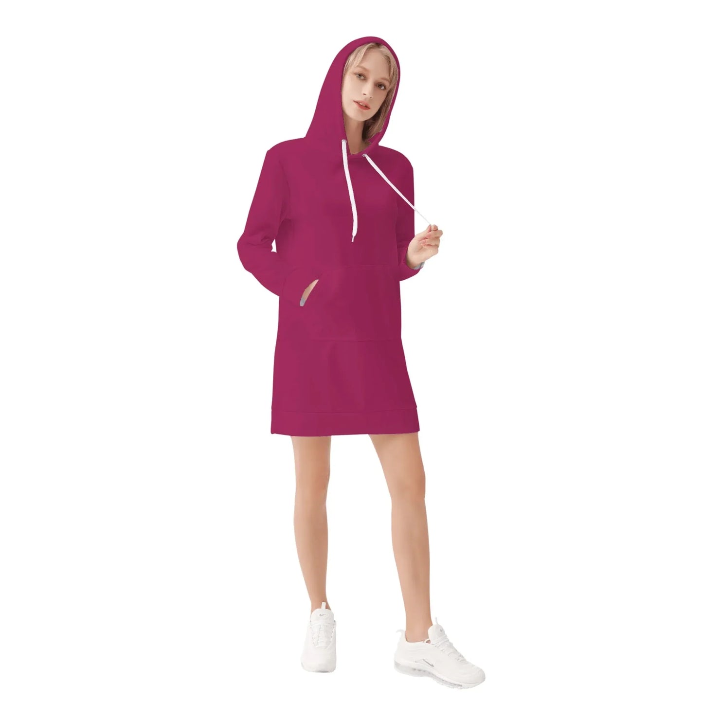 carmine-velvet-hoodie-dress-hoodiekleid-jlr-design-96017 - JLR Design
