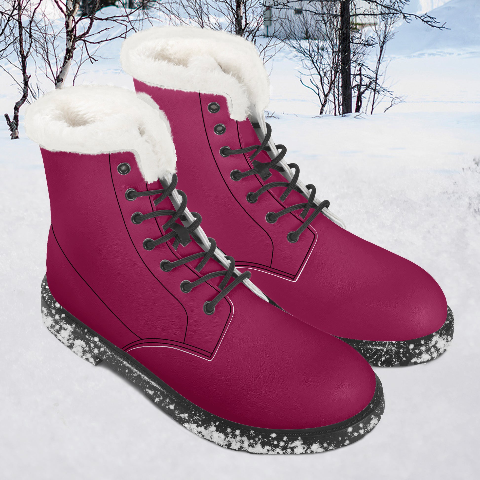 Burgundy Faux Fur Leder Boots Boots JLR Design
