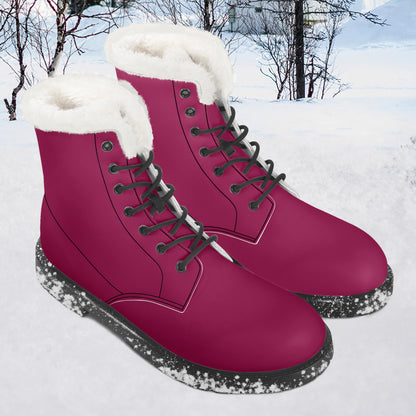 Burgundy Faux Fur Leder Boots Boots JLR Design