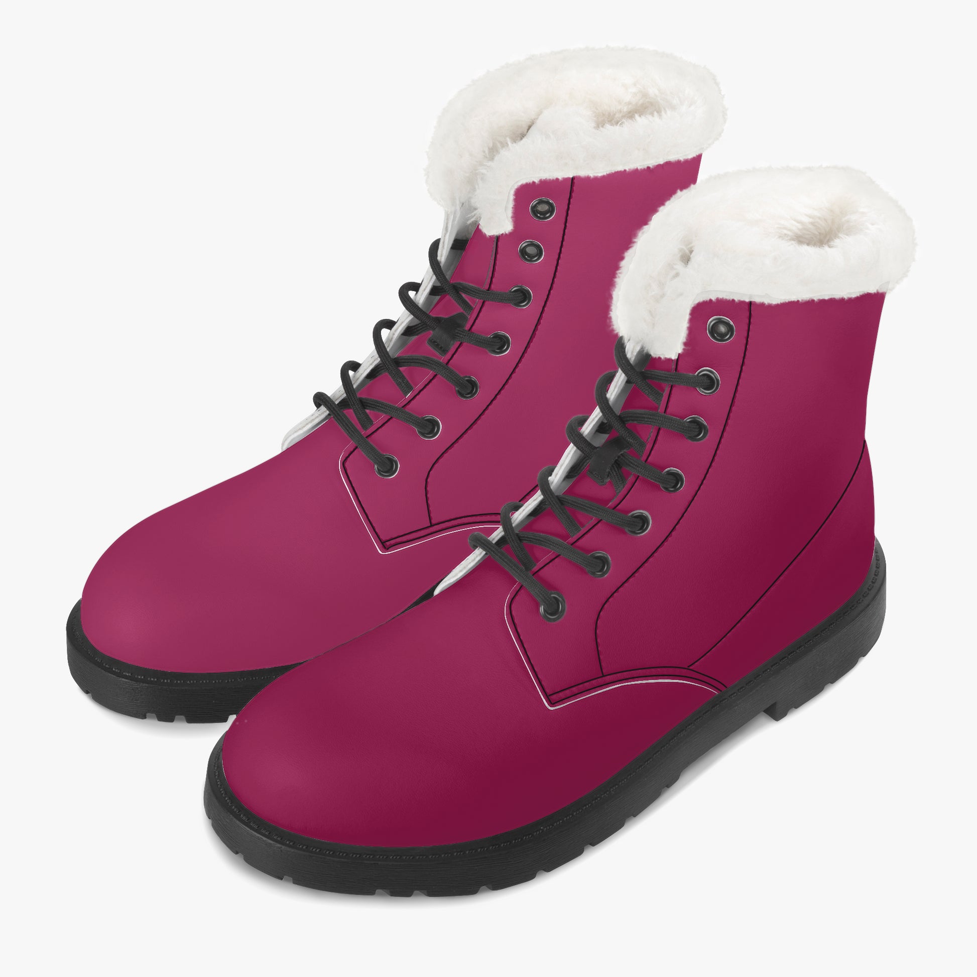 Burgundy Faux Fur Leder Boots Boots JLR Design