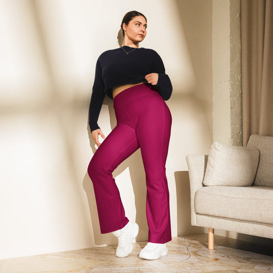 Burgundy High Waist Flare Leggings Flare Leggings JLR Design