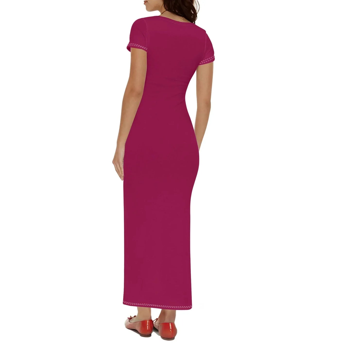burgundy-short-sleeve-long-dress-long-dress-jlr-design-20015 - JLR Design