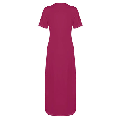burgundy-short-sleeve-long-dress-long-dress-jlr-design-49231 - JLR Design