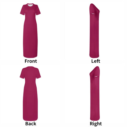 burgundy-short-sleeve-long-dress-long-dress-jlr-design-31759 - JLR Design