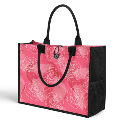 Canvas Shopper Tasche mit Rosenmuster Einkaufstasche JLR Design