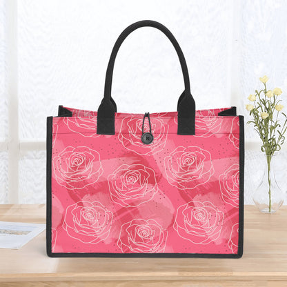 Canvas Shopper Tasche mit Rosenmuster Einkaufstasche JLR Design