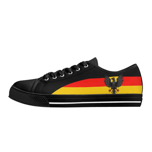 Canvas Sneaker in Deutschland Flaggen Design für Herren Low Top Sneaker 79.99 Adler, Deutschland, Flagge, Gold, Low, schwarz, Sneaker, Top JLR Design